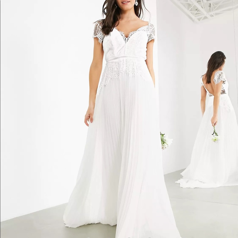ASOS White Lace Cap Sleeve Wedding Dress